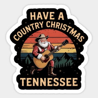 Tennessee Country Christmas Santa Guitar Tree Sticker
